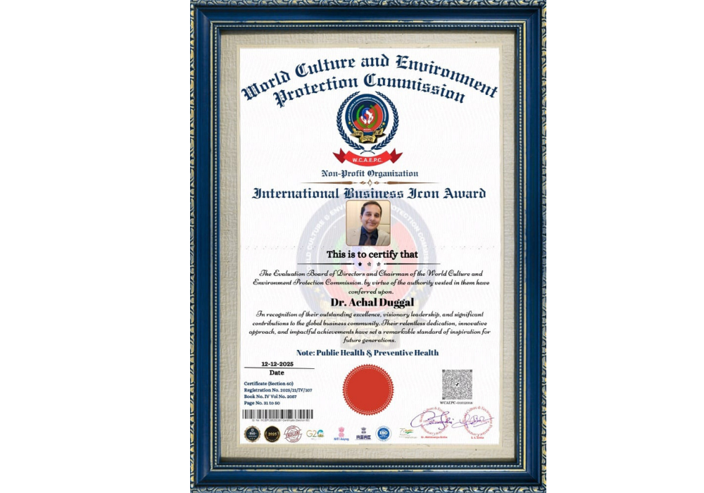 Recipient of 'International Business Icon Award 2025' from WCEPC